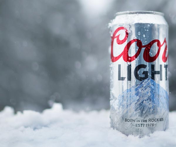 Coors beer can in the snow