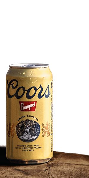Coors Banquet can on a table